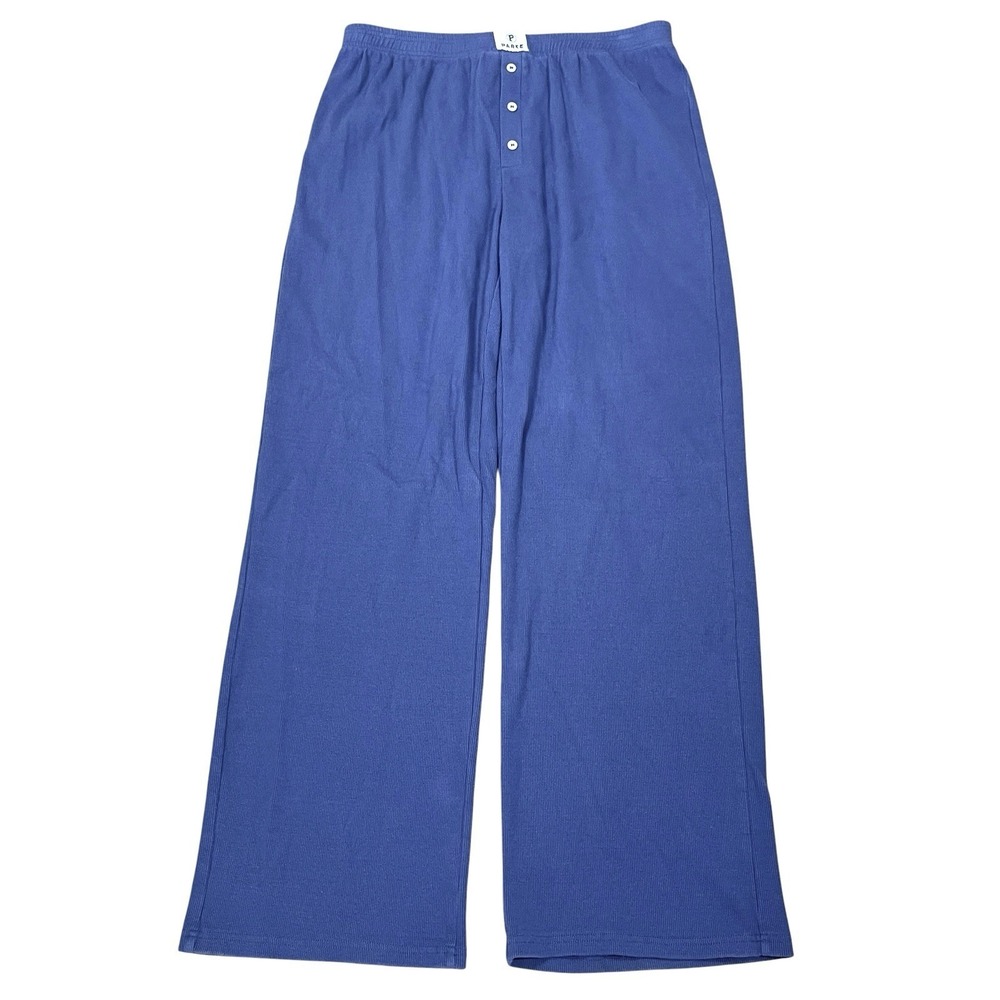 PARKE Ribberd Cotton Boxer Pants Womens L Periwinkle Relaxed, Drapey Fit Lounge